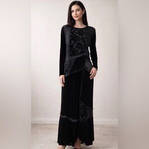 Spencer Alexis Burnout Patchwork 90s Boho Women’s Black Velvet SZ 16 Lagenlook